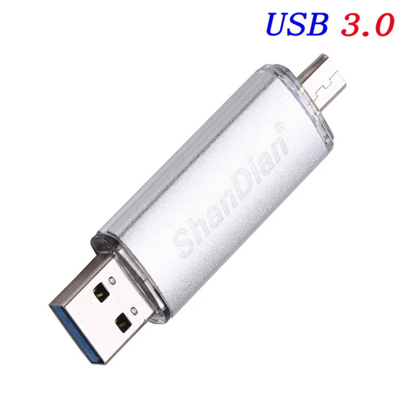 SHANDIAN USB 3,0 Смартфон USB флэш-накопитель OTG микро карта памяти смартфон U диск 4G/8G/16G/32G/64G память подарок - Цвет: White