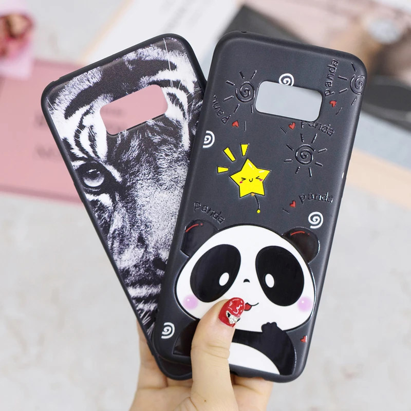 Luxury 3D Relief Varnish Soft TPU Silicone Phone Black Cases Cover Shell Coque Fundas Capa for Samsung Galaxy S8 S9 Plus Note 9 |