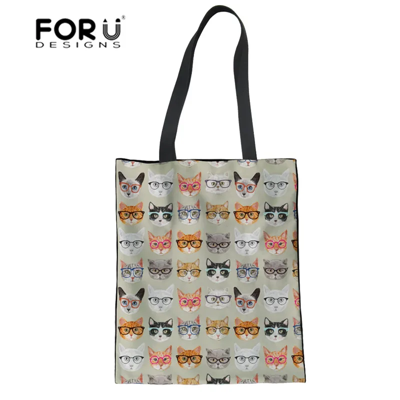 FORUDESIGNS женская сумка для покупок с принтом животных кошек большая Повседневная