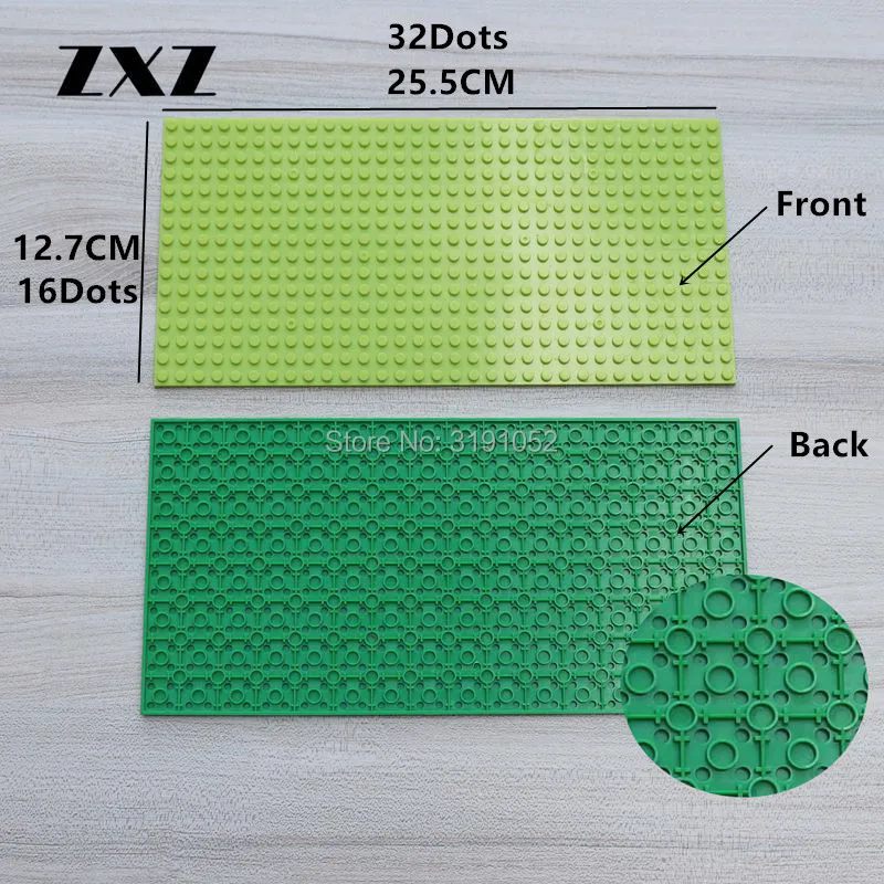 

2 Sides Base Plate Figures Building Blocks Baseplate 25.5*12.7cm Toys for Children 10Pcs WW2 Military Parts City Building Pieces