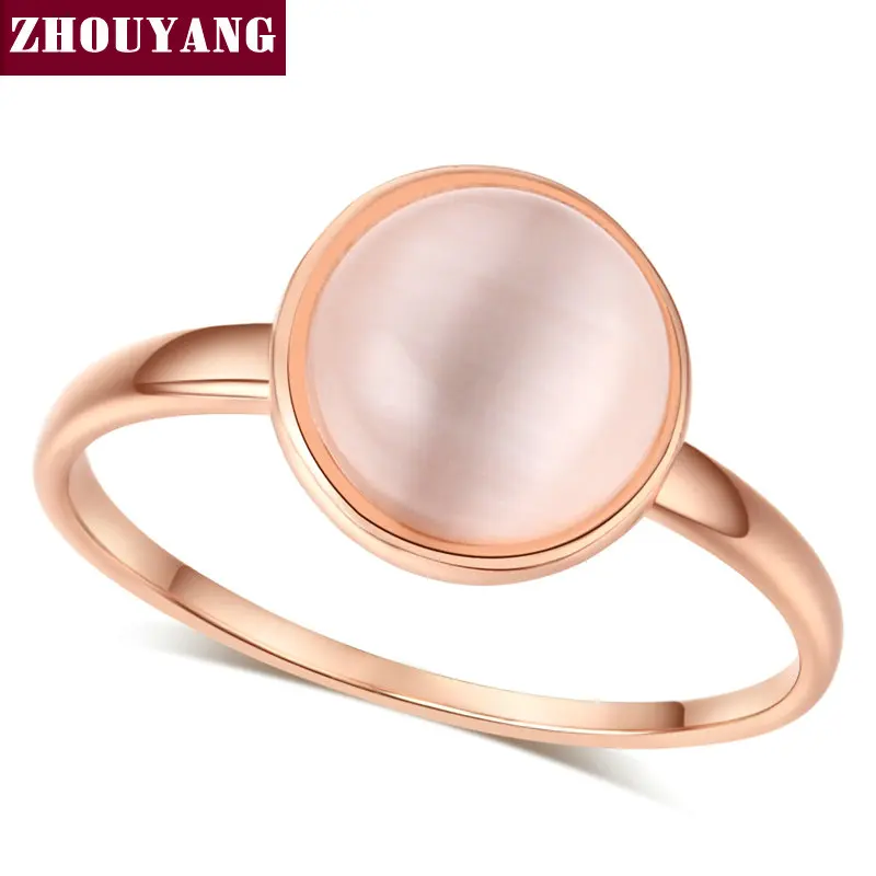 Кольцо ZHOUYANG для женщин Дамский стиль лаконичный полудрагоценный камень кошачий