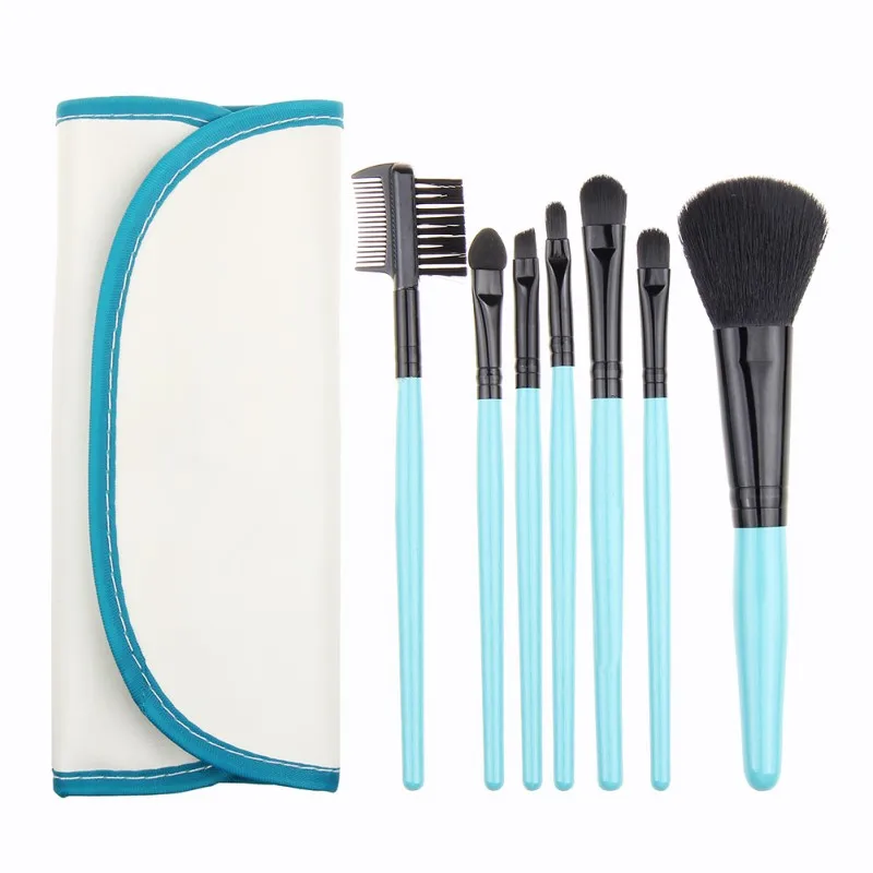 7pcs PU Leather Bag Make up Tools Eyeshadow Cosmetic Kit Foundation Brush Professional Makeup Brushes Set | Красота и здоровье