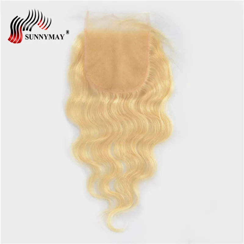 Sunnymay 5x5 блонд кружева закрытие бразильские волосы remy объемная волна 613 цвет Топ