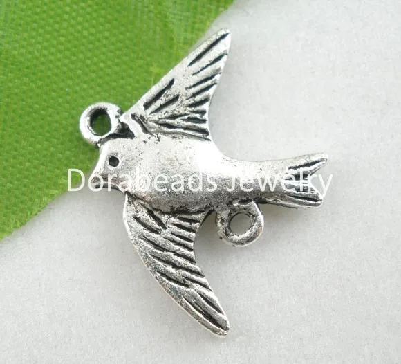 DoreenBeads 25 Шт. Античная Серебряный Голубь Подвески Подвеска 16x14 мм (B02322) иу|pendant