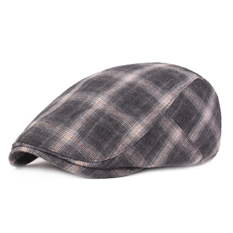 Fashion Summer Sun Hats For Men Women Casual Plaid Cotton Beret Caps Gorras Planas Boinas Check Flat Cap Adjustable Male Berets