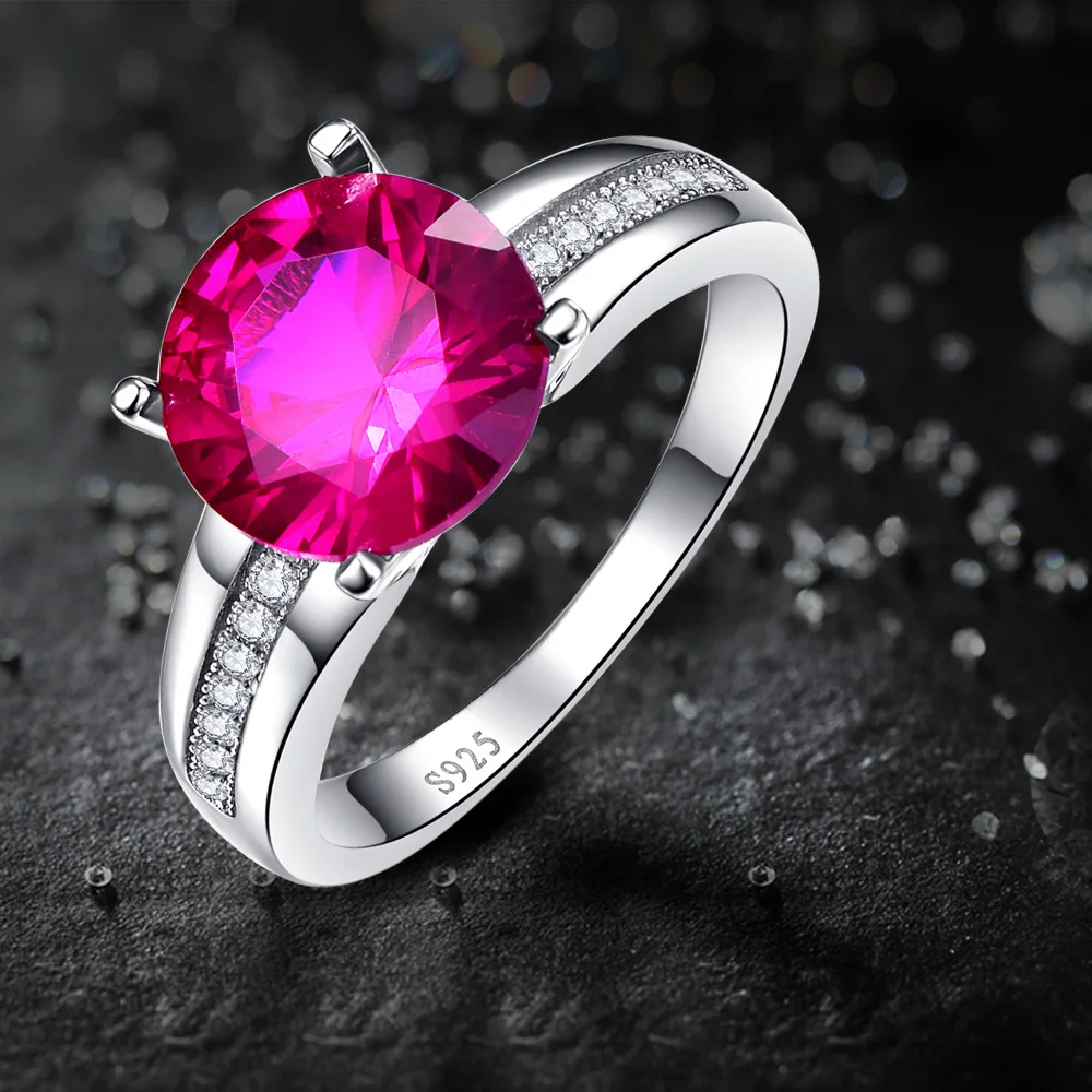 Женское кольцо из серебра 925 пробы с рубином и белым топазом|fine jewelry|jewelry ringsjewelry ruby