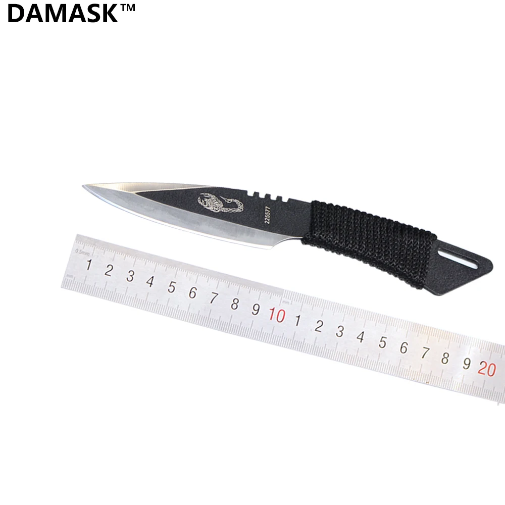 Тактический нож из нержавеющей стали с фиксированным лезвием дамасский Высокое