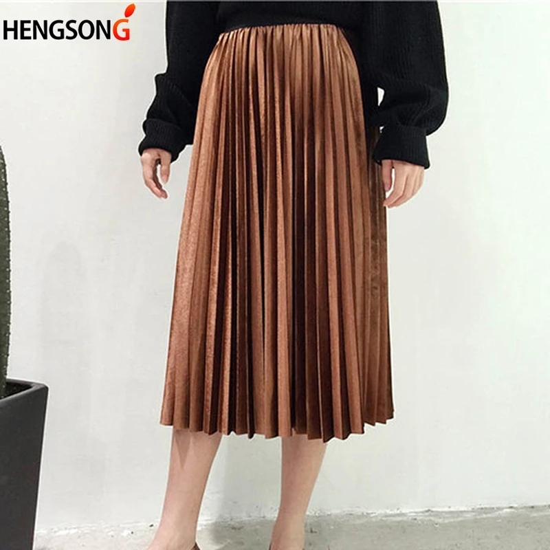 

Women Skirt Fashion New Women's High Waist Skirt Pleated Skirt Pleated Solid High Streest Summer Famale Skirts
