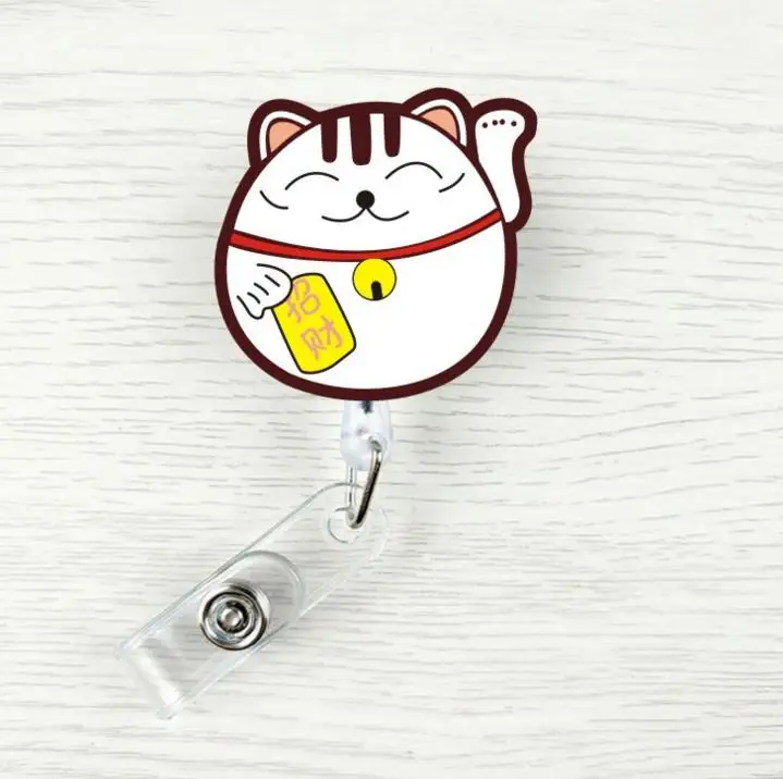 1 шт. Новинка Kawaii Maruko Фортуна кот клубника обезьяна мультфильм выдвижной значок катушка ID талреп держатель карты Бейдж катушки