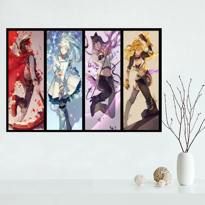 Новое поступление на заказ RWBY холст картина плакат Домашняя Декоративная скатерть шелковая ткань настенное Искусство Плакат для гостиной - Цвет: Зеленый