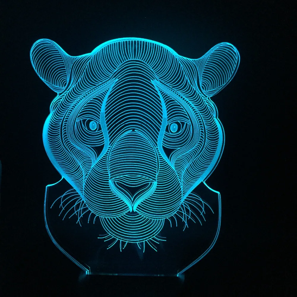 Luminarias 3D дикий зверь Мужской Лев 7 видов цветов сменная USB Сенсорная вспышка для