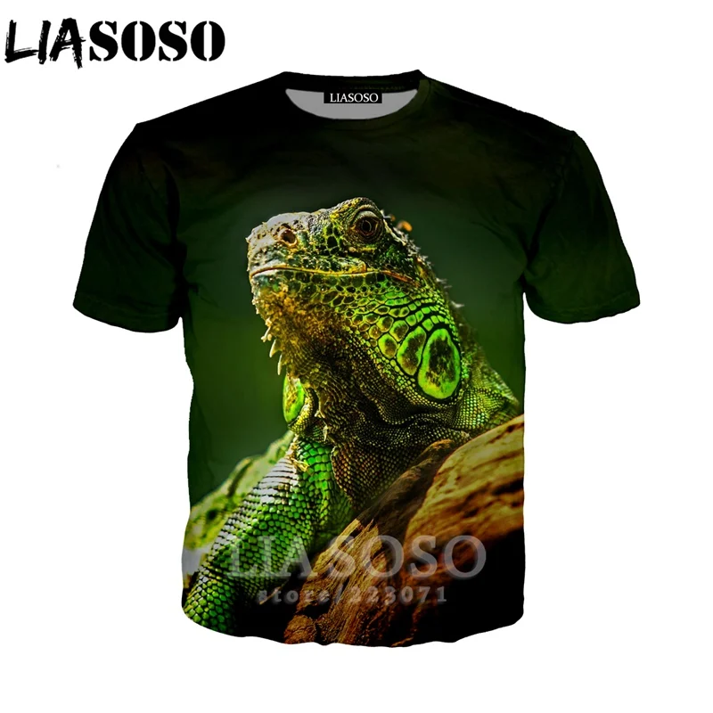 LIASOSO Летний Новый Мужской Женский свитшот с 3D принтом животных ящерица Футболка