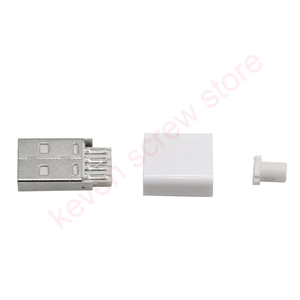 10 шт./лот DIY USB 2,0 штекер соединители комплект черный белый 5P кабель передачи данных Аксессуары Интерфейс