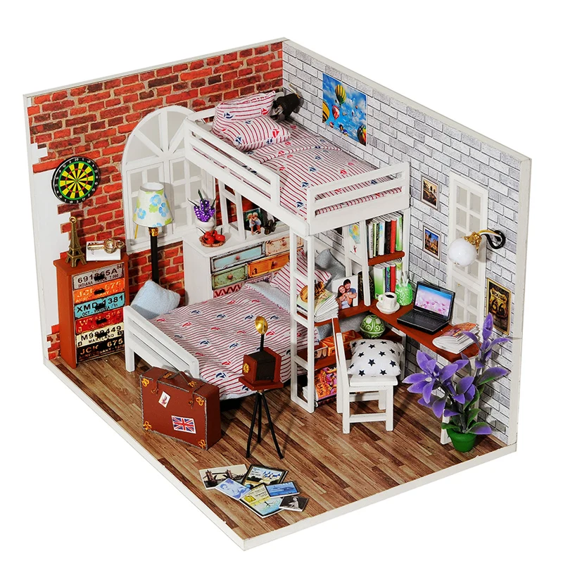 Пылезащитный чехол Деревянный Diy кукольный домик игрушка миниатюрная коробка головоломка Кукольный дом Diy комплект для кукольного дома мебель домашняя модель подарок игрушка для детей