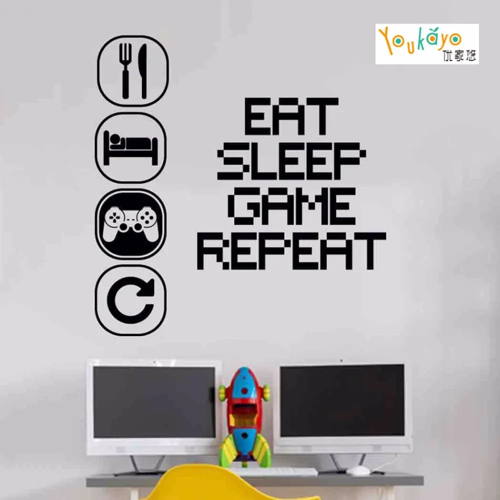 Eat Sleep Play Настенная Наклейка Виниловая наклейка для детской комнаты геймеры