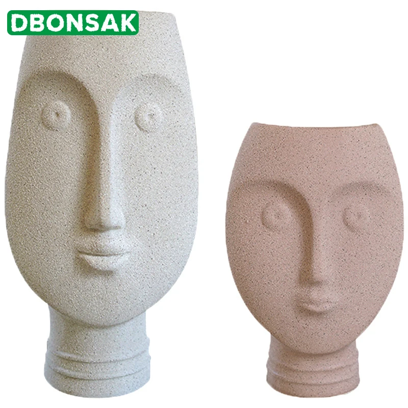 

Nordic Ceramic Face Vases Ins White Ceramic Art Craft Human Face Vase for Flower Home Garden Decor Succulent Pot Modern Style