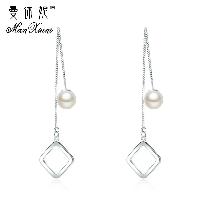 Женские серьги гвоздики серебряного цвета с длинной цепочкой|earrings for women simple|colorful