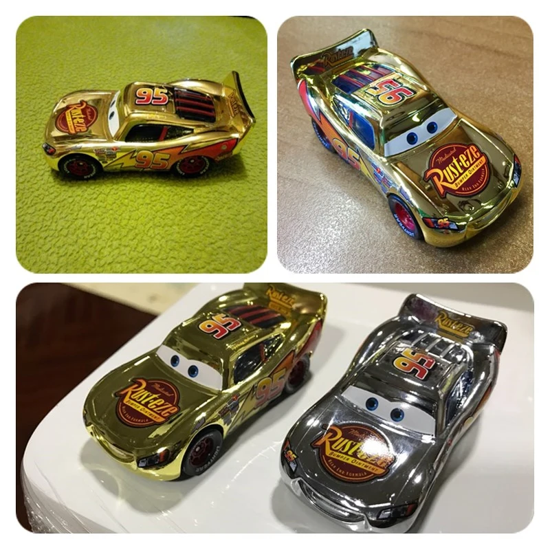 

Disney Pixar Cars Gold Silver McQueen 1:55 Diecast Metal Alloy Model Car Toys Birthday Party Gift For Children Boys