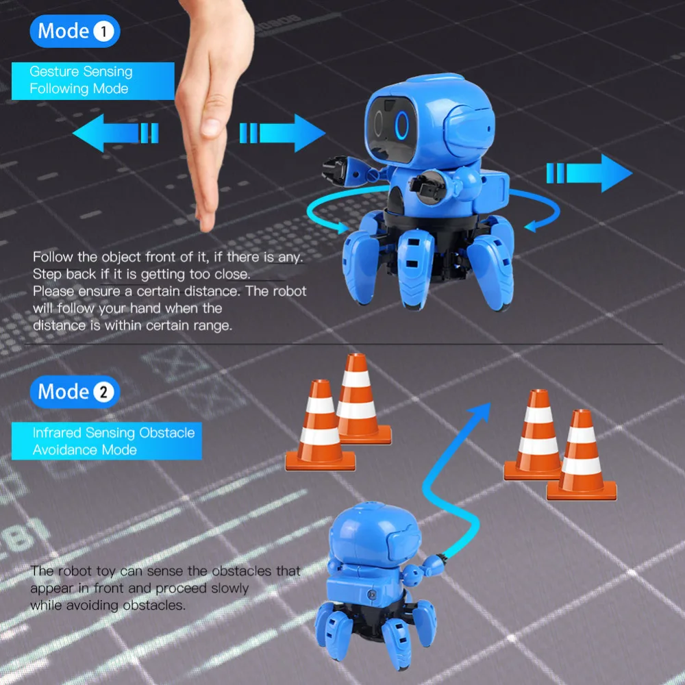 Kid Intelligent Induction Robot DIY Assembled Electric Follow with Gesture Sensor Obstacle Avoidance Kids Educational Toys | Игрушки и