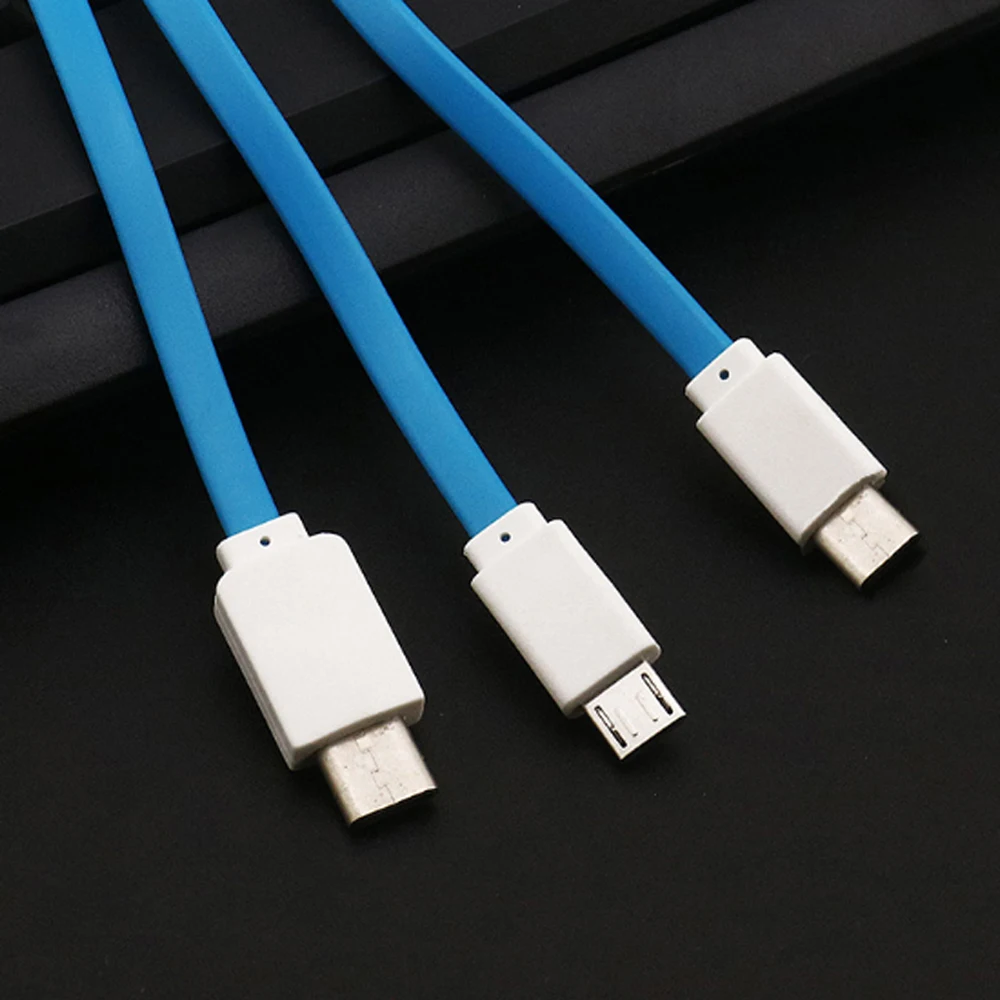 Плоский кабель 1 2 м 3 в Micro USB Type C 8-контактный зарядный для iPh шнур Кабели быстрой