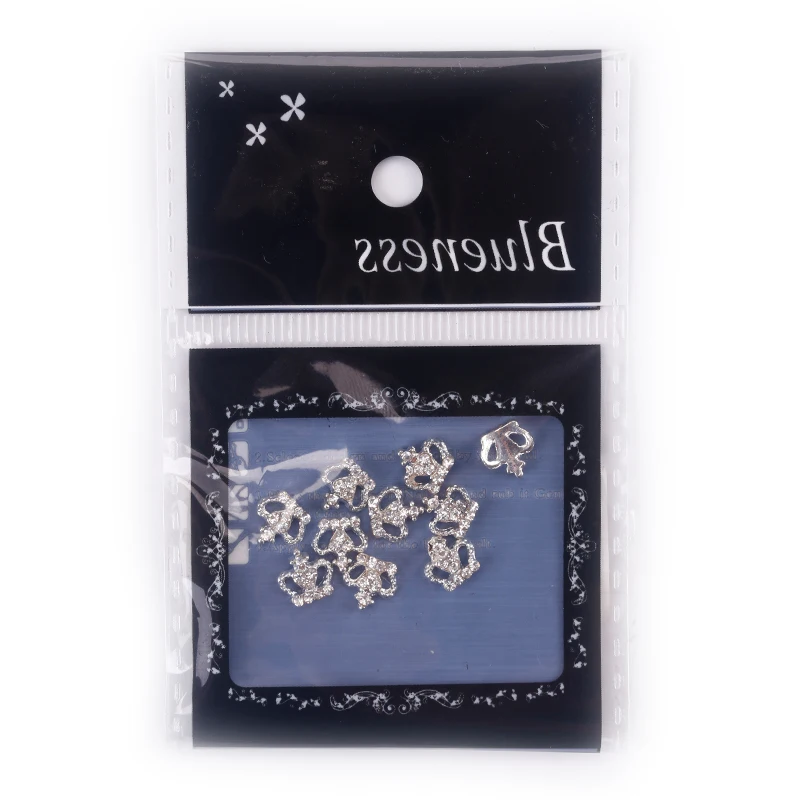 стразы для ногтей на ногти маникюра 10 шт. Блестящие серебряные сплава стразами