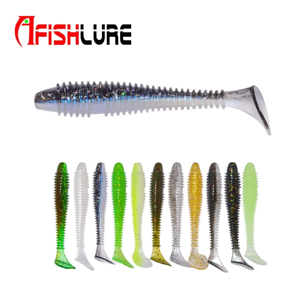 Afishlure 14 шт./лот мягкая искусственная рыболовная приманка с Т образным хвостом 55