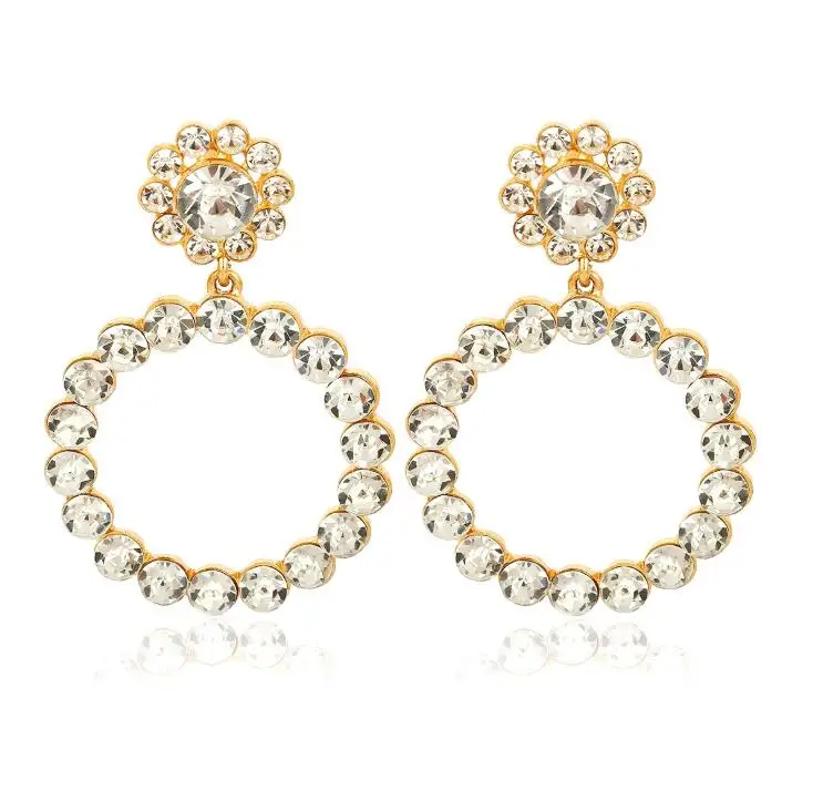 Crystal Gold Женские круглые серьги KMVEXO, жемчужные круглые серьги - Окраска металла: Crystal Gold