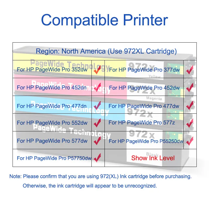 OCINKJET для HP 972XL восстановленный чернильный картридж PageWide 352dw 452dn/dw 377dw 477dn/dw 552dw 577dw