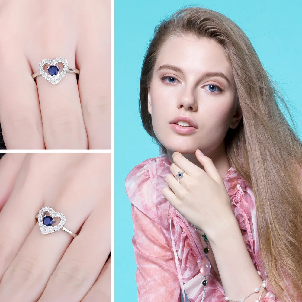 JewelryPalace сердце любовь 0.6ct стимулировали синий шпинелей кольцо стерлингового