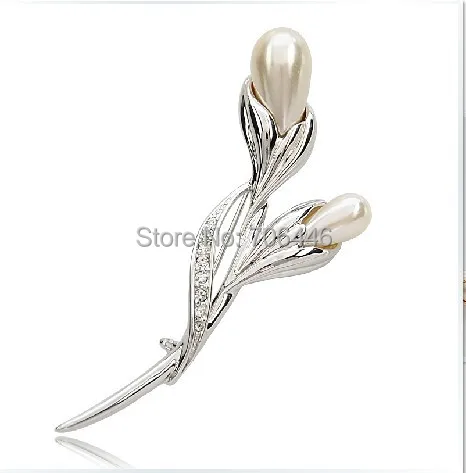 Цветок Elagant брошь с кристаллами и жемчугом цвета слоновой кости|bouquet brooch|pearl