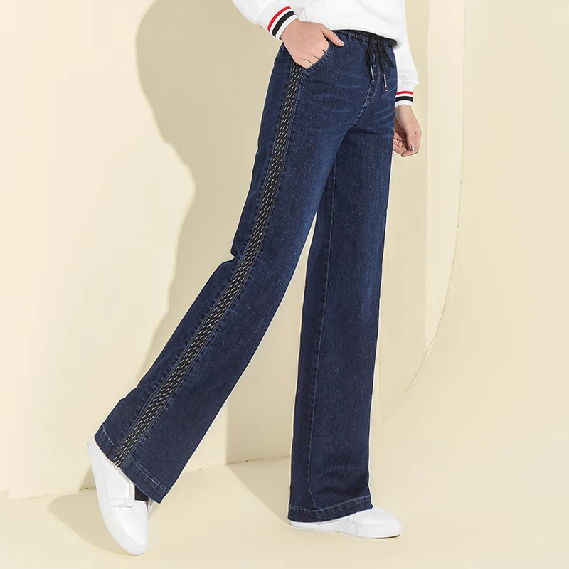 2018 новые полосатые широкие брюки с высокой талией хлопковые винтажные Брюки