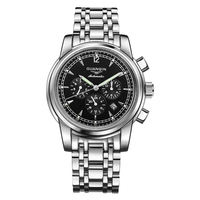 Часы ведущей марки GUANQIN мужские роскошные Reloj часы с большим циферблатом