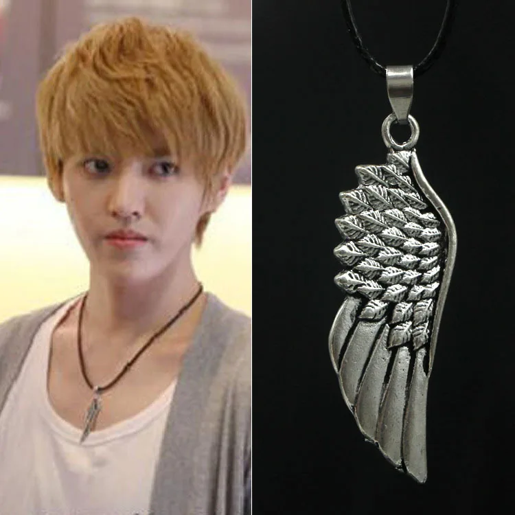 Tiger Totem Retro Fashion Punk Style Angel wing pendants top quality Stainless Steel feather Necklaces Men Jewelry free shipping | Украшения