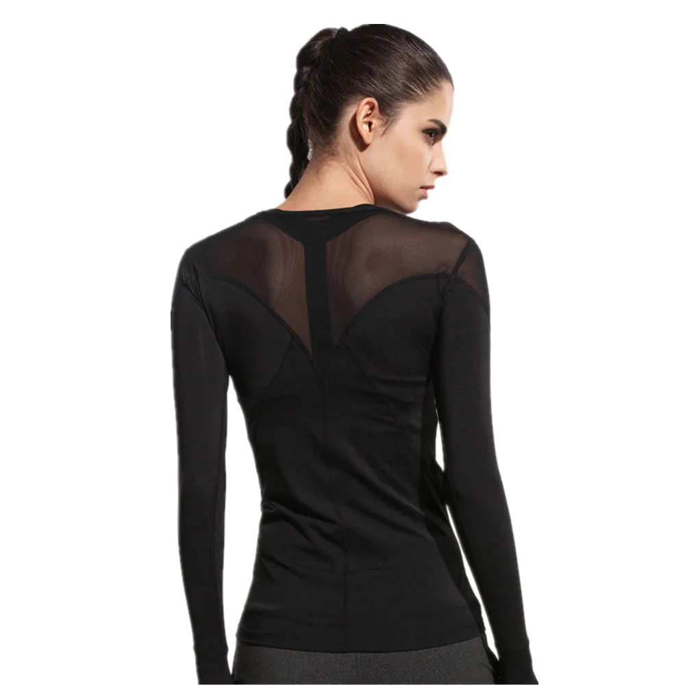 KARYZON женские Yoga T-Shirt Воздухопроницаемой Сеткой Фитнес Топ О-Образным Вырезом Slim Fit