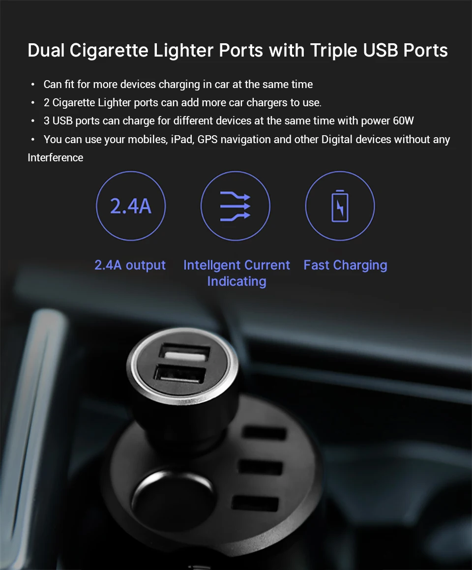 70mai розетка для автомобильного прикуривателя Pro 70mai USB Автомобильное зарядное устройство мульти Авто адаптер питания 70MAICar разветвитель для P30 для Mi9