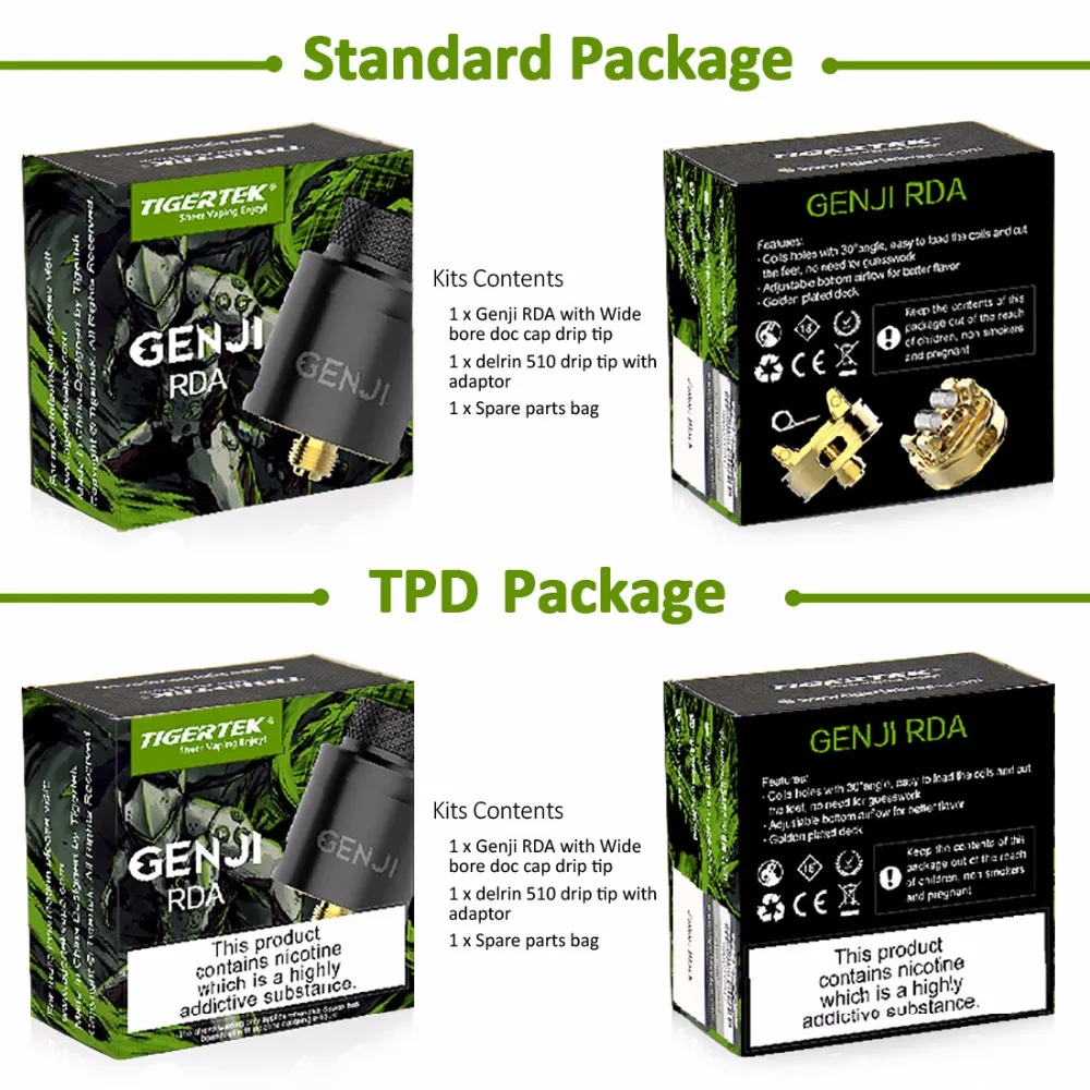 Tigertek Гэндзи модифицируемая дрипка испаритель без емкости для жидкости