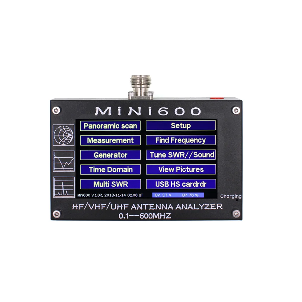 MINI600 5 V/1.5A HF VHF UHF антенна анализатор 0,1-600 MHZ счетчик частоты КСВ метр 0,1-1999 с 4," TFT lcd сенсорный экран