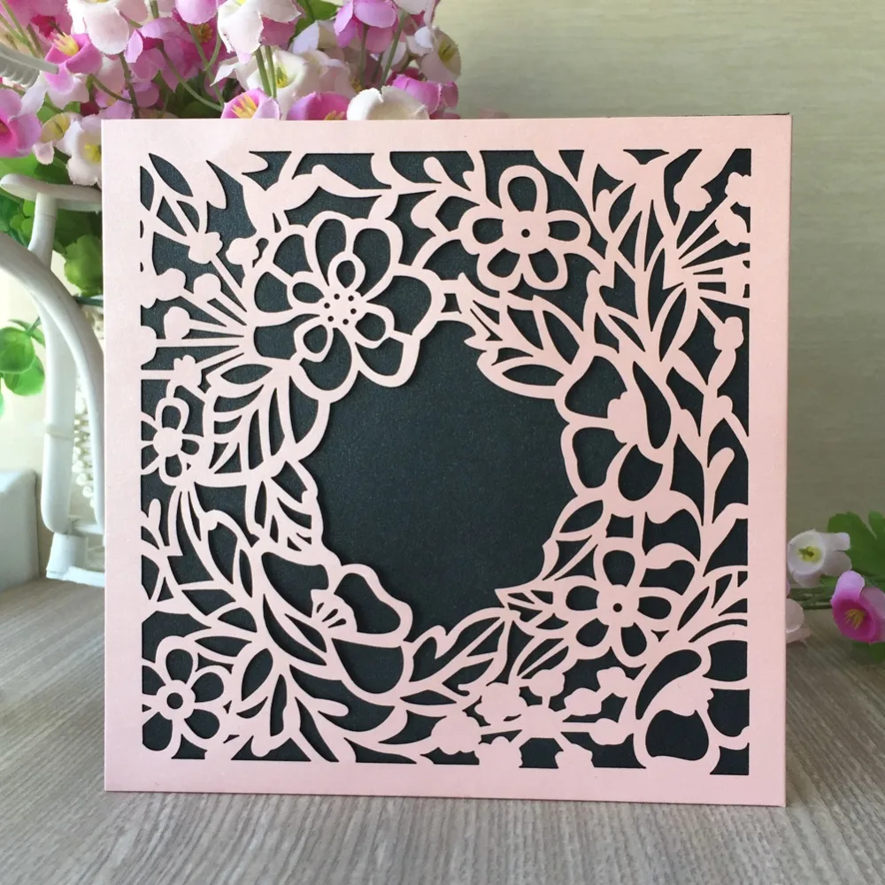 

30Pcs New Laser Cut Pocket Wedding Invitations Cards Luxury Romantic Flower Greeting Cards Business Invitations Party Supplies