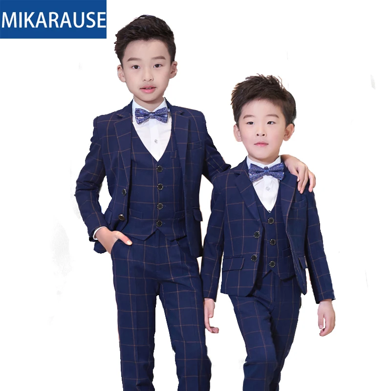 

Kids Boys Blazers Slim Fit Suits Plaid Wool Blazer Children Dress Clothes Flower Boy Wedding Tuxedos Teenage Party Blazer