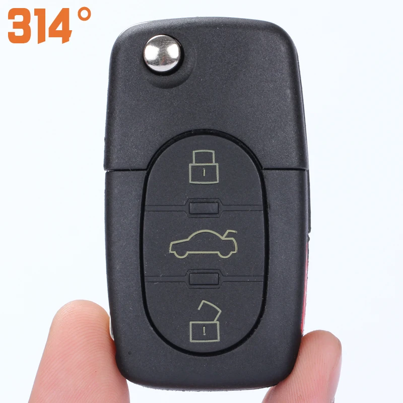 

3 Button Car Remote Flip Key Fob Case Shell & Blade For Audi A2 A3 A4 A6 Fob Case CR1620/CR2032 High Quality Car Accessories