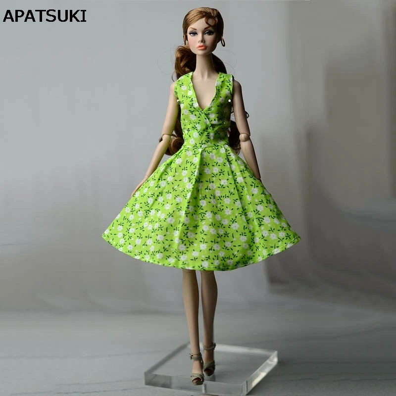 Зеленое Цветочное платье в сельскую местность Одежда для куклы Барби наряды