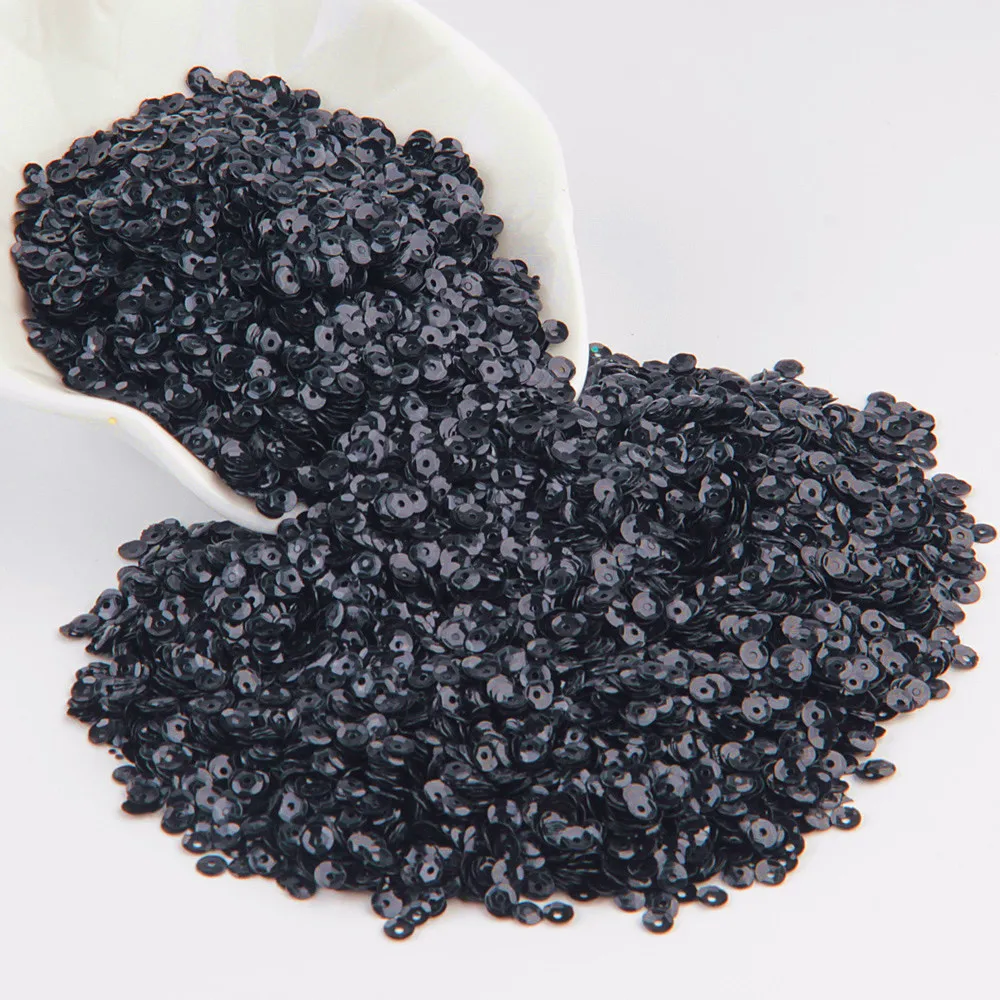 4mm cup black Блестка черная блестка 3 мм-30 мм ПВХ Плоская Круглая тусклая полированная тесьма с пайетками для шитья свадьбы ремесло Женская одежда Аксессуары - Цвет: 4mm cup black