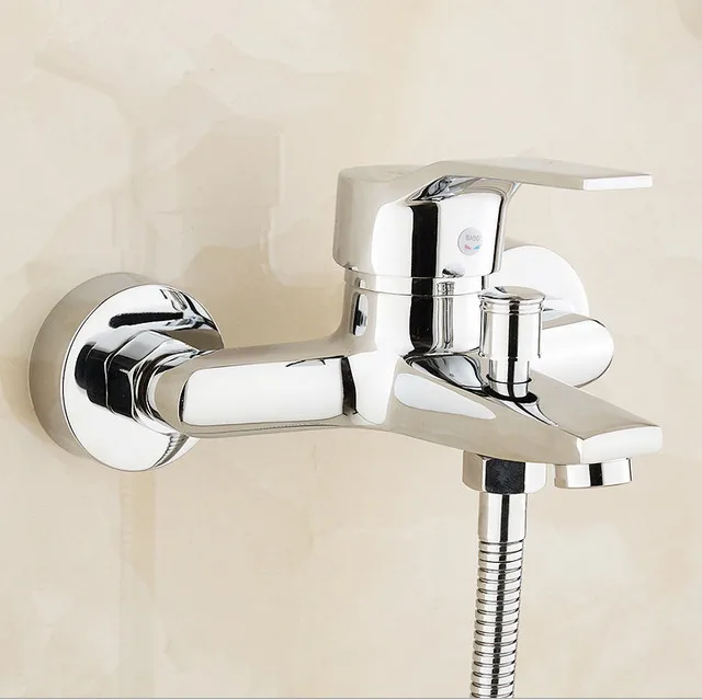 

Free shipping,Top-quality chrome finish brass bathroom shower faucet mixer wall mounted single handle bathtub faucet 009