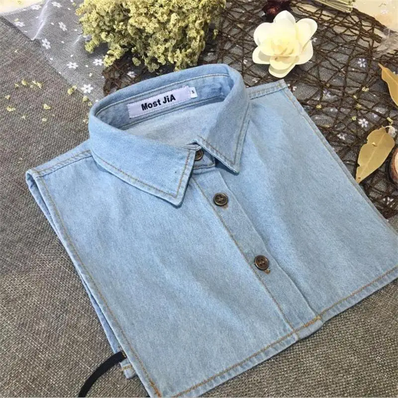 Джинсовые съемные воротники L, XL, XXL для мужчин и женщин Поддельный Воротник синий классический джинсовый воротник рубашки большой все соответствующие взрослым унисекс
