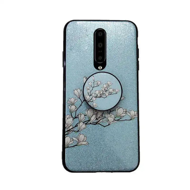with holder 1 Цветочный блестящий чехол для телефона OnePlus one plus 7 pro 6 6T 5 5T ремешок для браслета держатель для кольца на палец мягкая задняя крышка Coque Fundas - Цвет: with holder 1
