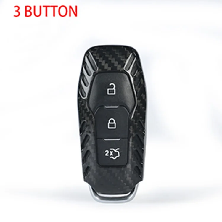 3 BUTTON BLACK Скобы с обушком на углеродное волокно ключа автомобиля дистанционного брелок держатель чехол для Ford Mondeo MK5 Fusion Focus EDGE EXPLORER F150 3 и 4 кнопки - Название цвета: 3 BUTTON BLACK