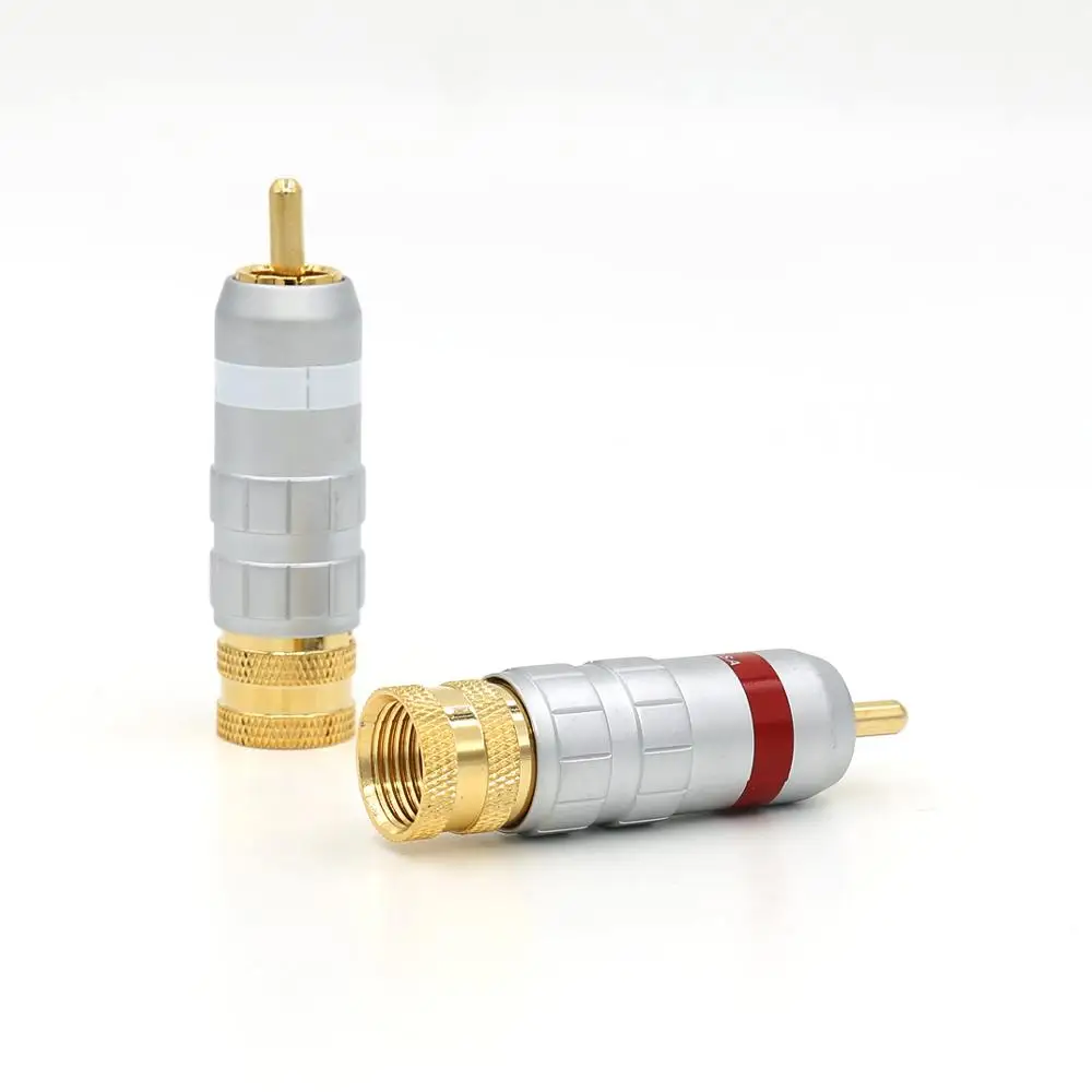 4 шт. Позолоченный разъем RCA штекер переходник соединитель для видео и аудио