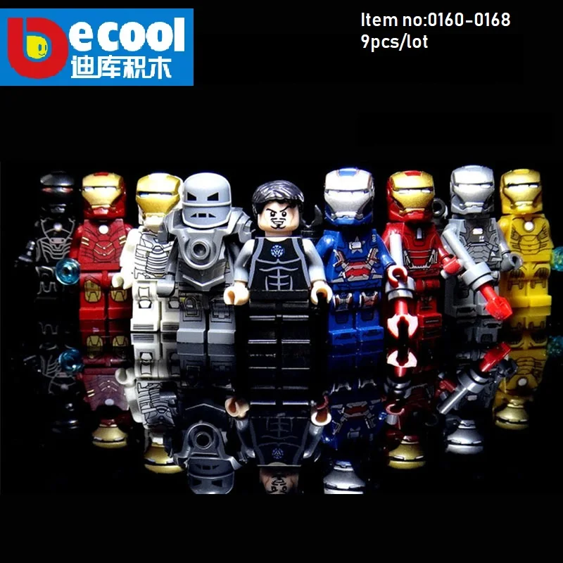 Decool 9 шт./лот Marvel Мстители Железный человек собирать для minifigure Тони строительные