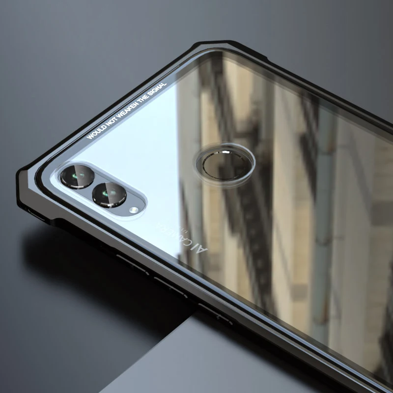 Luxury Metal Bumper Case For Huawei Honor 8X Max 7.12 inch Transparent Glass Back Cover 6.5 8 X |