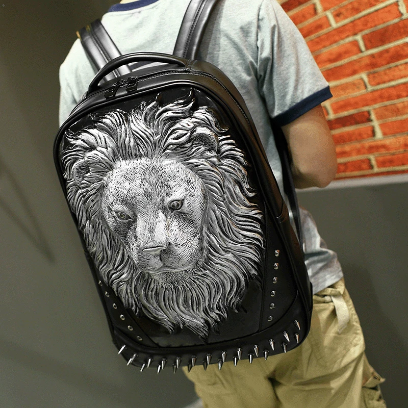 Новинка 2017 стильный рюкзак с принтом льва из мультфильма Мужская школьная сумка